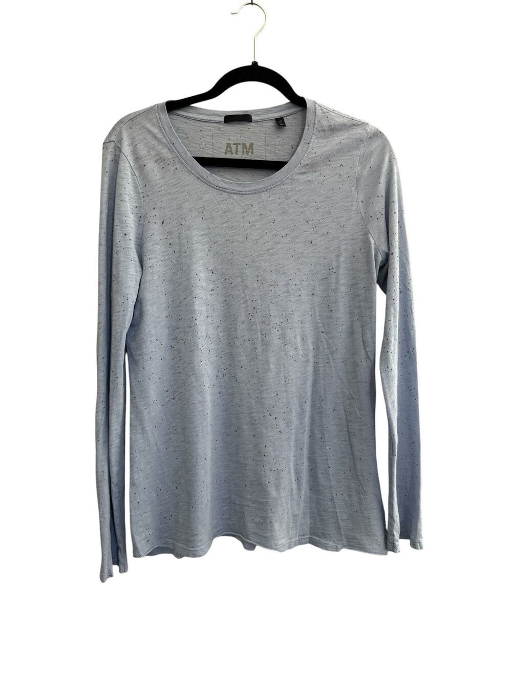 ATM Anthony Thomas Melillo Large Slub Speckled Long Sleeve Tee Light Blue #7472